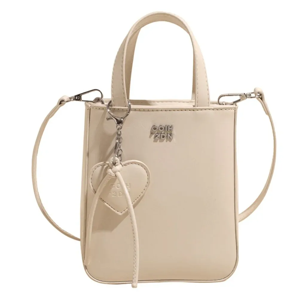 sac à bandoulière en cuir pu pour femmes, petit sac carré chic et polyvalent avec pendentif porte-clés d'amour, sacs à bandoulière de haute qualité