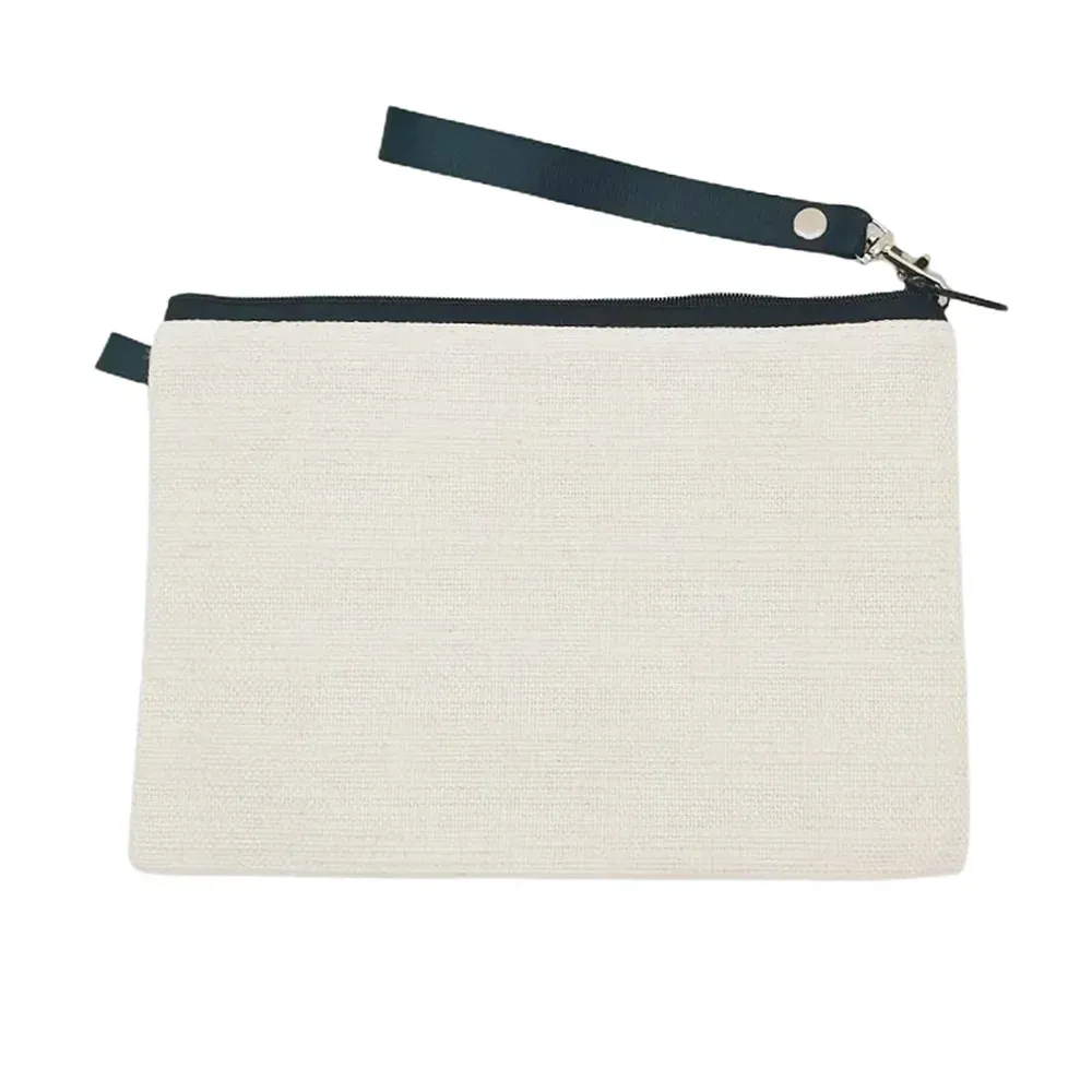 trousse de maquillage vierge par sublimation, sacs à cosmétiques en polyester avec bracelet, sacs de rangement pour lunettes de soleil, protection solaire pour logo personnalisé