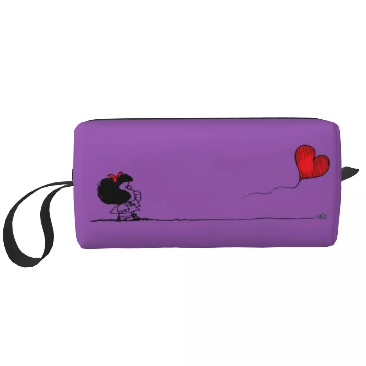 sac de maquillage personnalisé mafalda ballon coeur femmes voyage organisateur cosmétique mode quino manga dessin animé stockage trousses de toilette