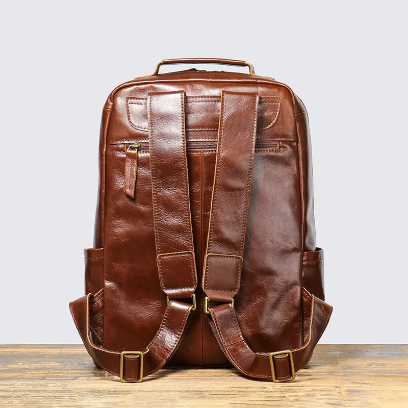 yetties rétro nouveau style couche supérieure peau de vache hommes voyage sac à dos femmes en cuir véritable ordinateur sac à dos grande capacité sac à main