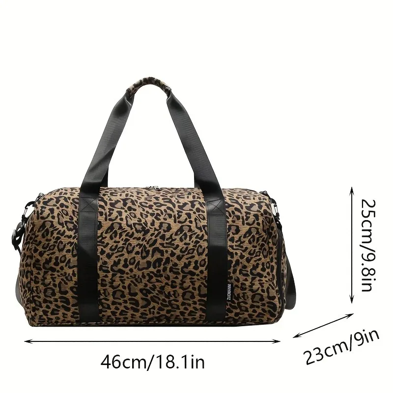 sac fourre-tout tendance à imprimé léopard pour femme, grande capacité, sac de voyage, sac de week-end, sac de nuit avec compartiment à chaussures