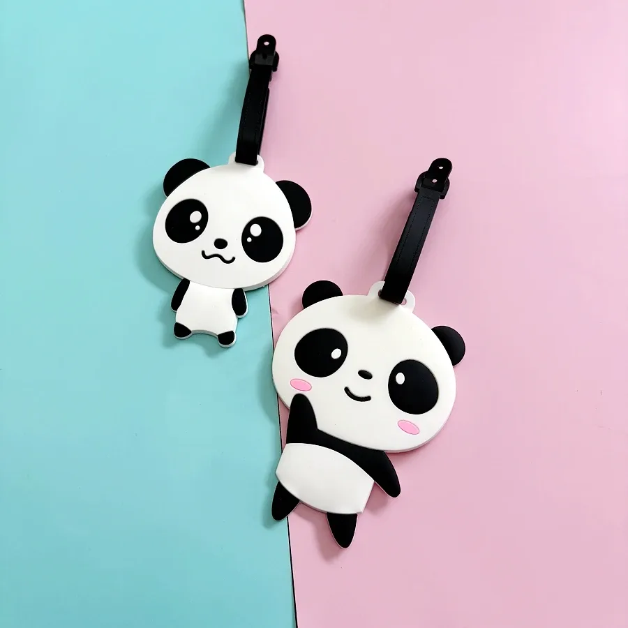 étiquette de bagage panda mignon, 1 pièce/2 pièces, pour voyage d'affaires, aéroport, sac à dos, anti-perte, étiquette d'identification, pendentif, signe de nom de travail