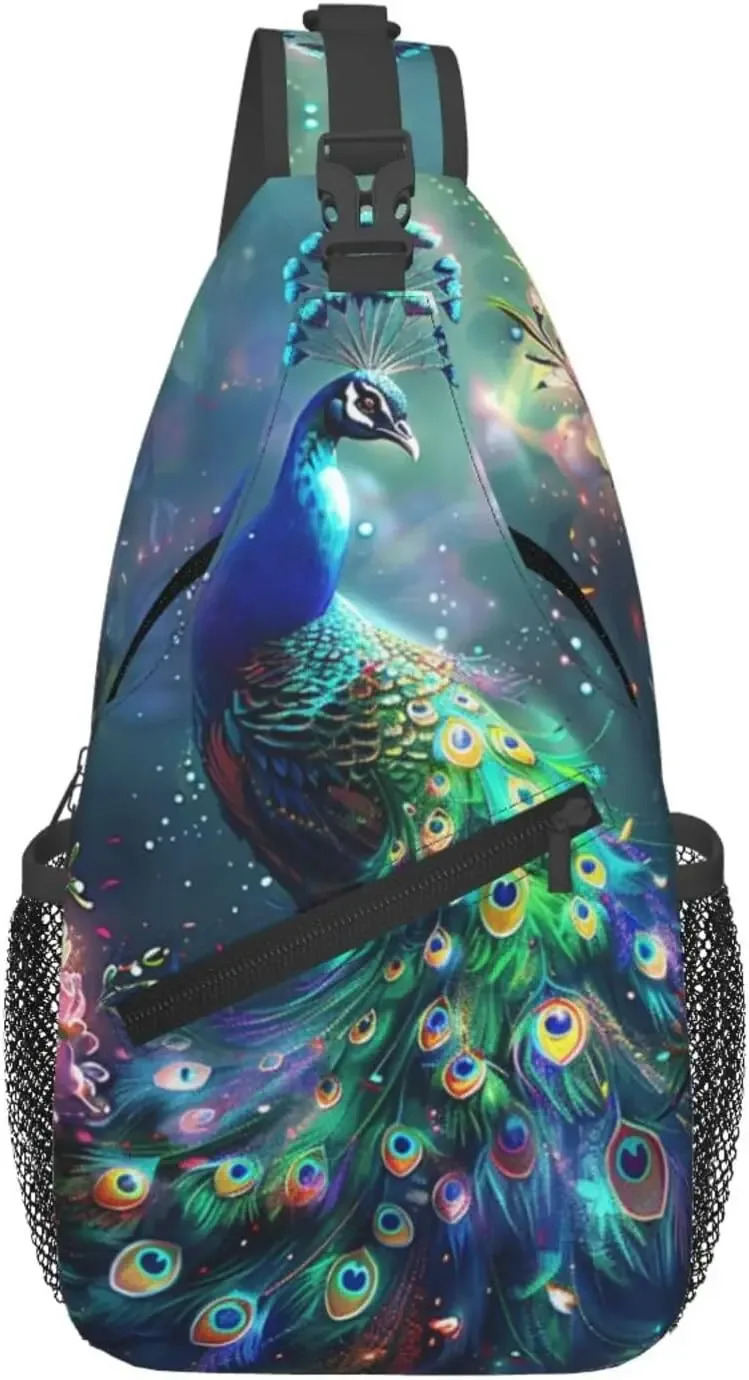 paon sac à bandoulière sac à dos bandoulière beau paon sac à bandoulière sac à dos sac de poitrine voyage randonnée décontracté sport sac à dos