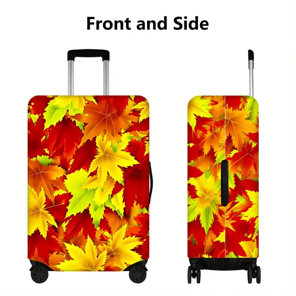 housse valise polyester motif feuilles automnales rouge orange jaune protection voyage taille moyenne valises travail vacances