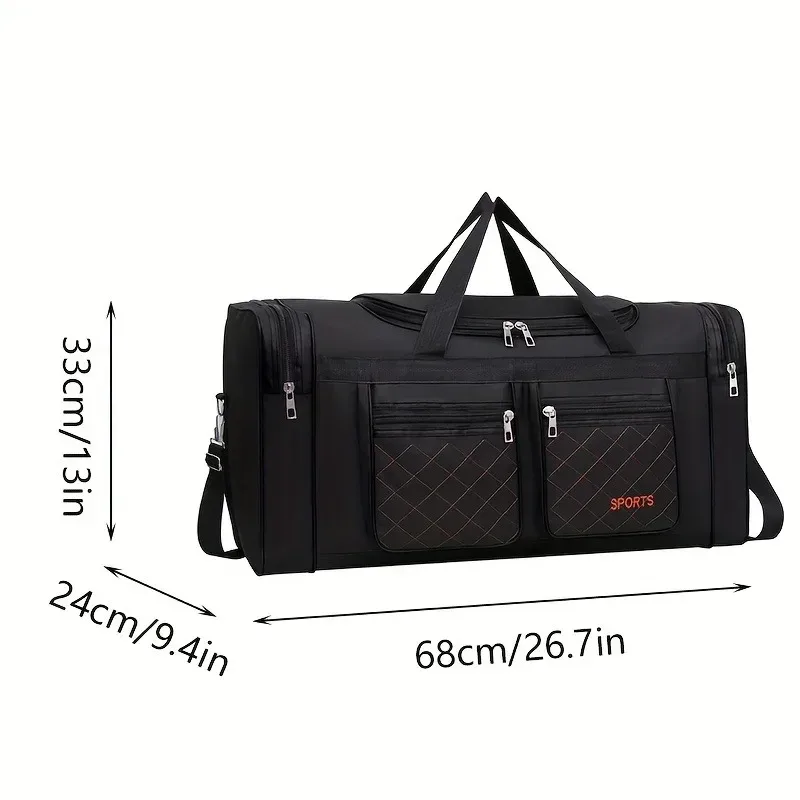 sac polochon de voyage de grande capacité, style décontracté, plusieurs compartiments et poches, parfait pour les courts voyages, sac de voyage sportif