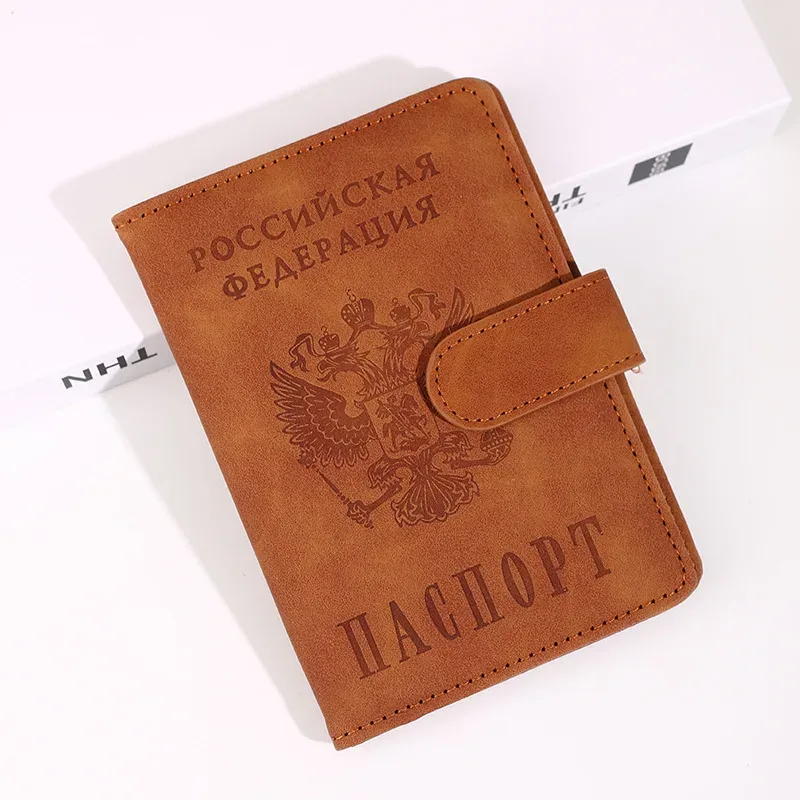 rfid russe pu porte-passeport portefeuille de voyage couverture de passeport étui de passeport porte-billet d'avion porte-carte d'identité accessoires de voyage