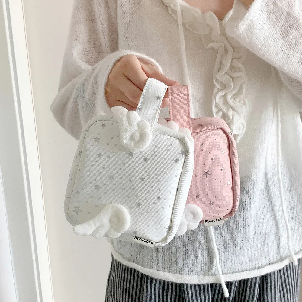 sac de rangement cosmétique portable multi-usage motif ange mignon, trousse de toilette, pochette de rangement pour rouge à lèvres et maquillage pour femmes, sac de voyage à main