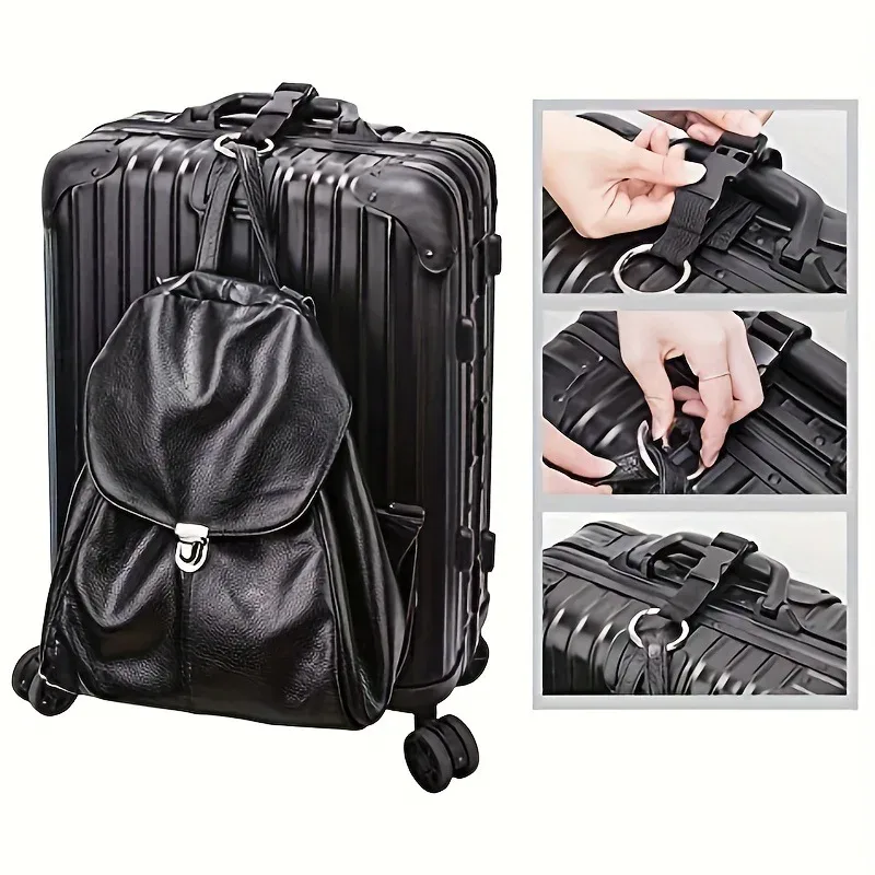 sangle fixation polyester noir boucle déverrouillage antivol transport voyage sac dos veste outils extérieur
