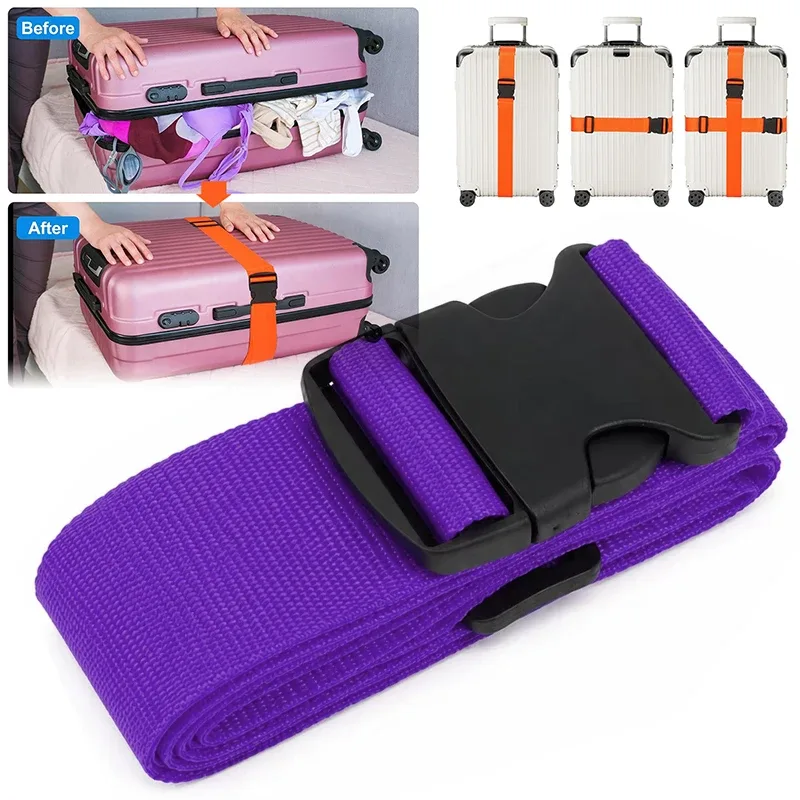 sangle de bagage réglable de 2 m, ceinture croisée pour voyage, sangle de valise en nylon avec boucle de verrouillage, accessoires pour sacs de camping.
