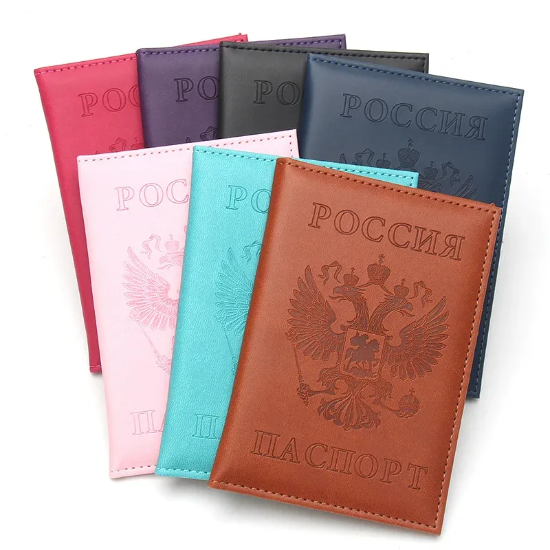 Nouveau porte-passeport emblème National russe en cuir Double tête aigle passeport couvre portefeuille voyage passeport couverture porte-carte d'identité