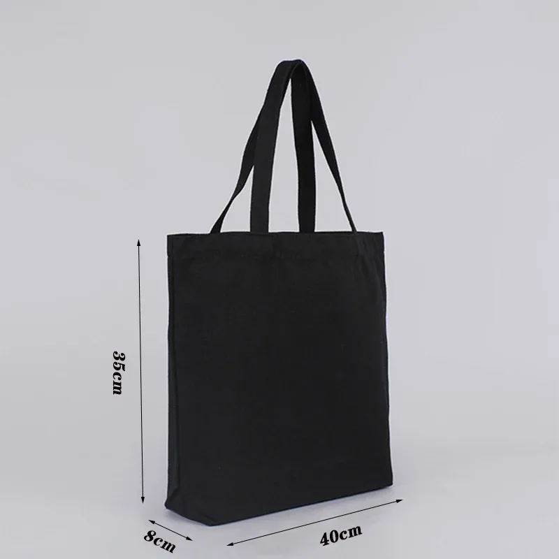 sac à main en toile noire pour étudiant, sac en coton initié unique, grand sac à provisions, poche de ceinture, sac cosmétique, cadeau