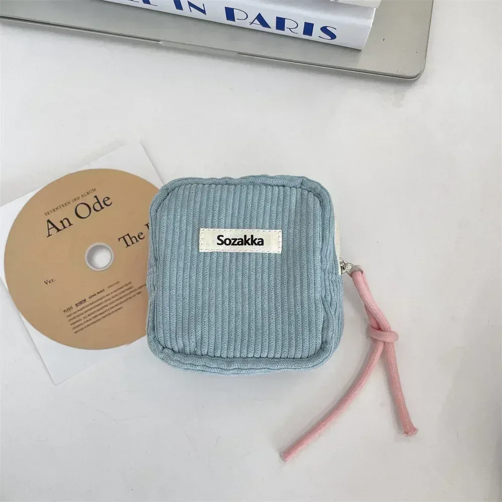porte-monnaie pour femmes avec fermeture éclair, grande capacité, sac à cosmétiques, serviettes hygiéniques, écouteurs, pochette à rouge à lèvres, petite trousse de maquillage carrée