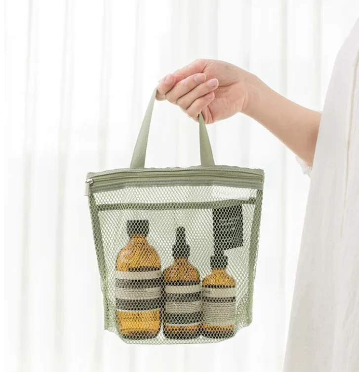 sac de maquillage portable de voyage, sac de rangement en maille pour salle de bain et fitness, nouveau modèle de trousse de toilette pour articles divers