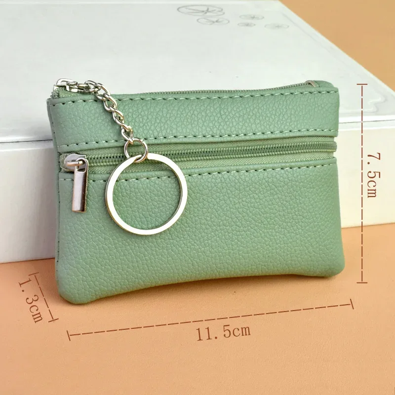 mini portefeuille en cuir pu, porte-monnaie, sac à clés, porte-clés de mode, sac de rangement pour cartes de poche, fermeture éclair multifonctionnelle, poudres à monnaie