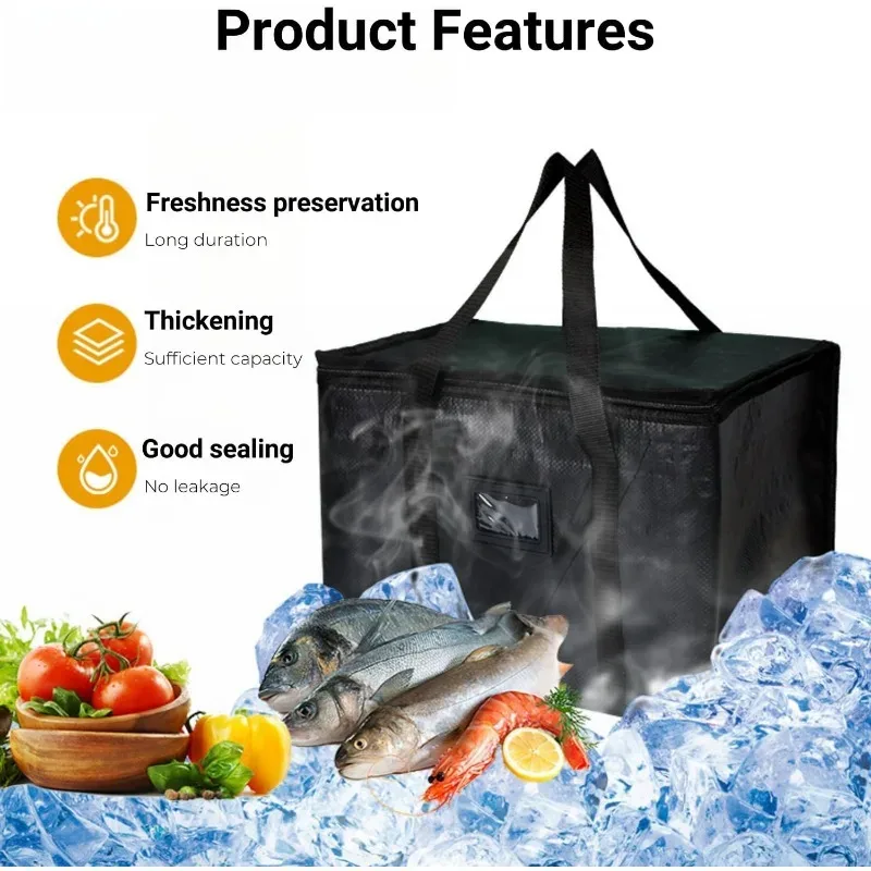 sac isotherme pour livraison de nourriture, grande capacité, sac isotherme thermique 43×30×31cm, sac de rangement étanche pour épicerie, pour restauration et pique-nique