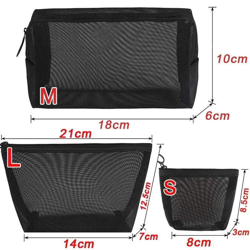 sac à cosmétiques en maille pour femmes, rangement de voyage, sac de maquillage, organisateur, pochette de maquillage portable, petite et grande trousse de toilette et de beauté