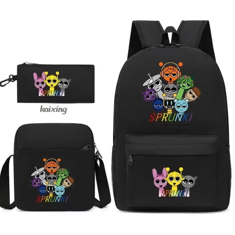 sac dos nylon personnages sprunki animaux couleur vivante set trois sacs transport voyage décontracté usage quotidien