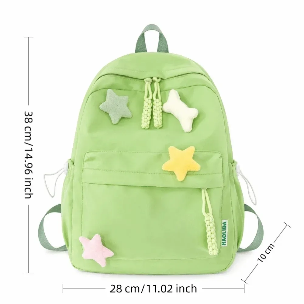sac à dos en toile à motif étoiles, bretelles réglables, multi-compartiments, fermeture éclair, grande capacité, sac à dos décontracté pour étudiants