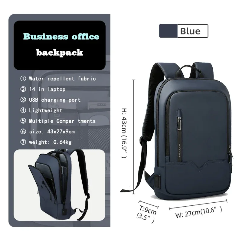 sac à dos heroic knight pour hommes, sac à dos d'affaires mince pour tablette, sac à dos de voyage léger pour ordinateur portable 14 "15.6" 17 pouces pour le travail et l'université
