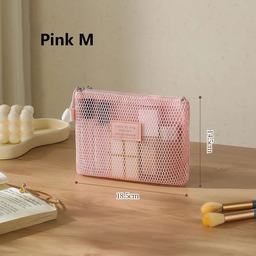 petit sac de rangement de maquillage transparent en maille, oreiller, rouges à lèvres, sac de toilette cosmétique, pochette de grande capacité, mini sac de rangement pour femmes, pochette