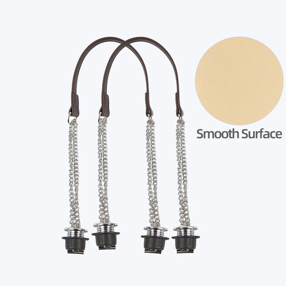 nouvelle paire de chaînes doubles longues argentées obag avec vis à placage métallique pour poignée obag, sac à main pour femme, sac à bandoulière