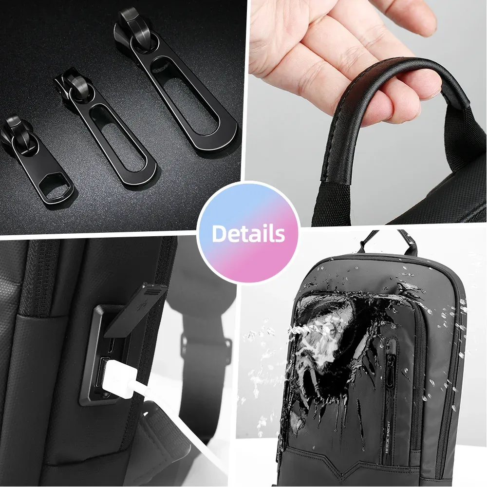 heroic knight – sac à dos d'affaires pour hommes, fin, étanche, pour ordinateur portable de 14 pouces, léger, pour collège, à la mode, pour femmes, noir