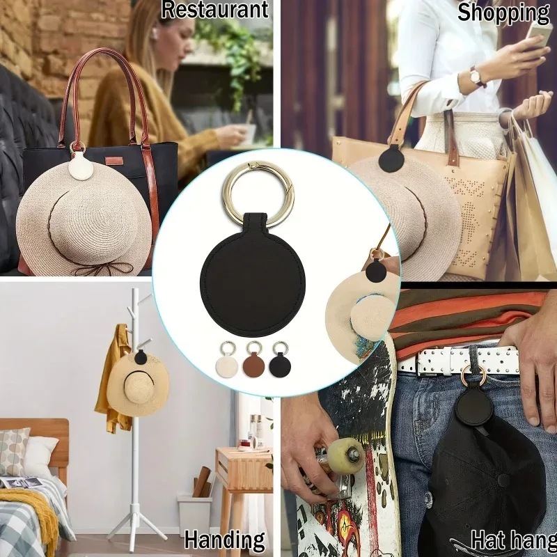 porte chapeau magnétique cuir marron rose doré fixation poignée sac dos bagage voyage shopping transport restauration