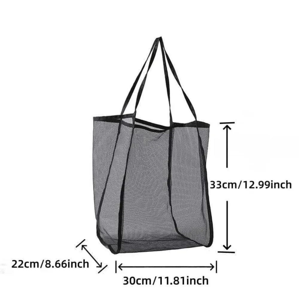 sac de plage en maille 1 pièce, grande pochette cosmétique, sac de plage familial pour jouets et essentiels de vacances