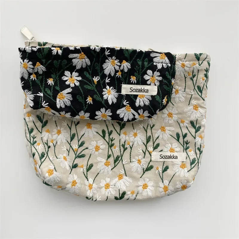 trousse à cosmétiques imprimée de fleurs pour femmes, trousse à crayons, trousse de voyage pour la présidence, trousse de maquillage florale mignonne, rouge à lèvres, pinceaux de maquillage, sac de rangement en poudres