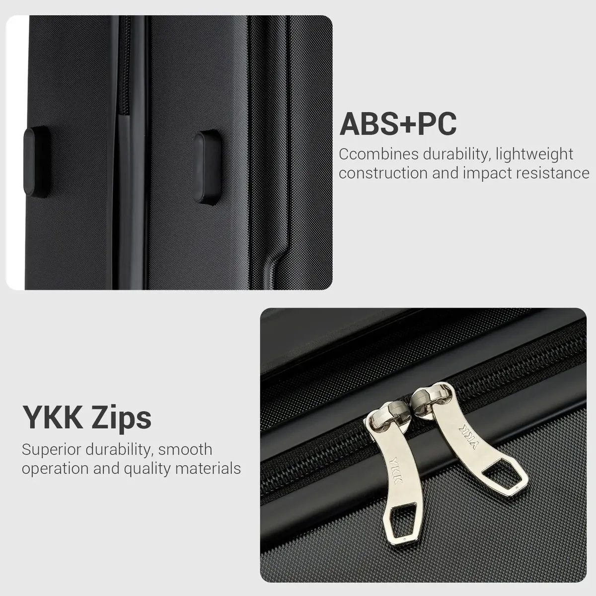 valises à main kono s/m/l, coque rigide légère en pc+abs avec serrure tsa, 4 roues multidirectionnelles, compatible cabine