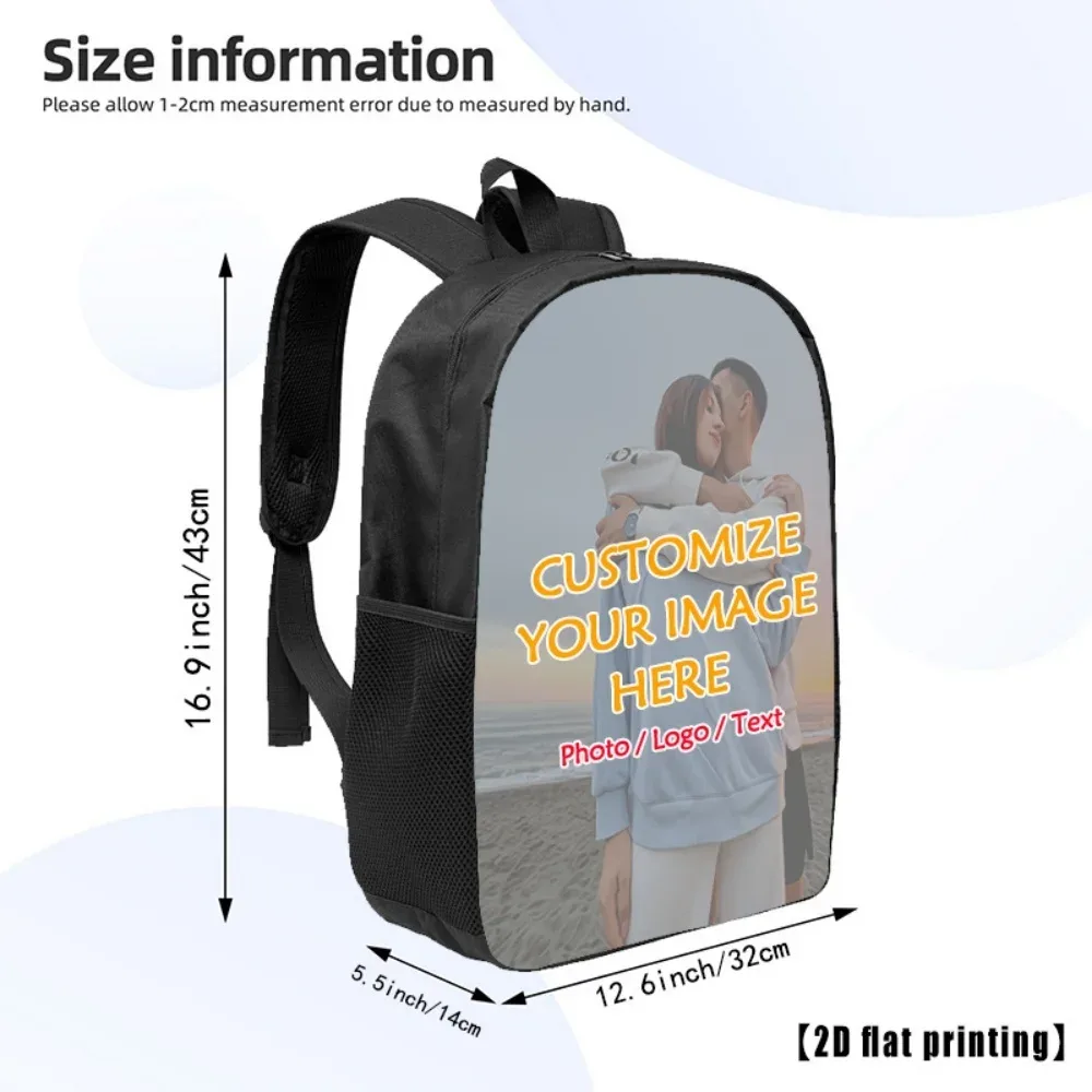 sac à dos personnalisé avec impression photo, léger, imprimé en 2d, sac à dos pour ordinateur portable, sac à livres d'école, sac de voyage, cadeau pour hommes, femmes et enfants
