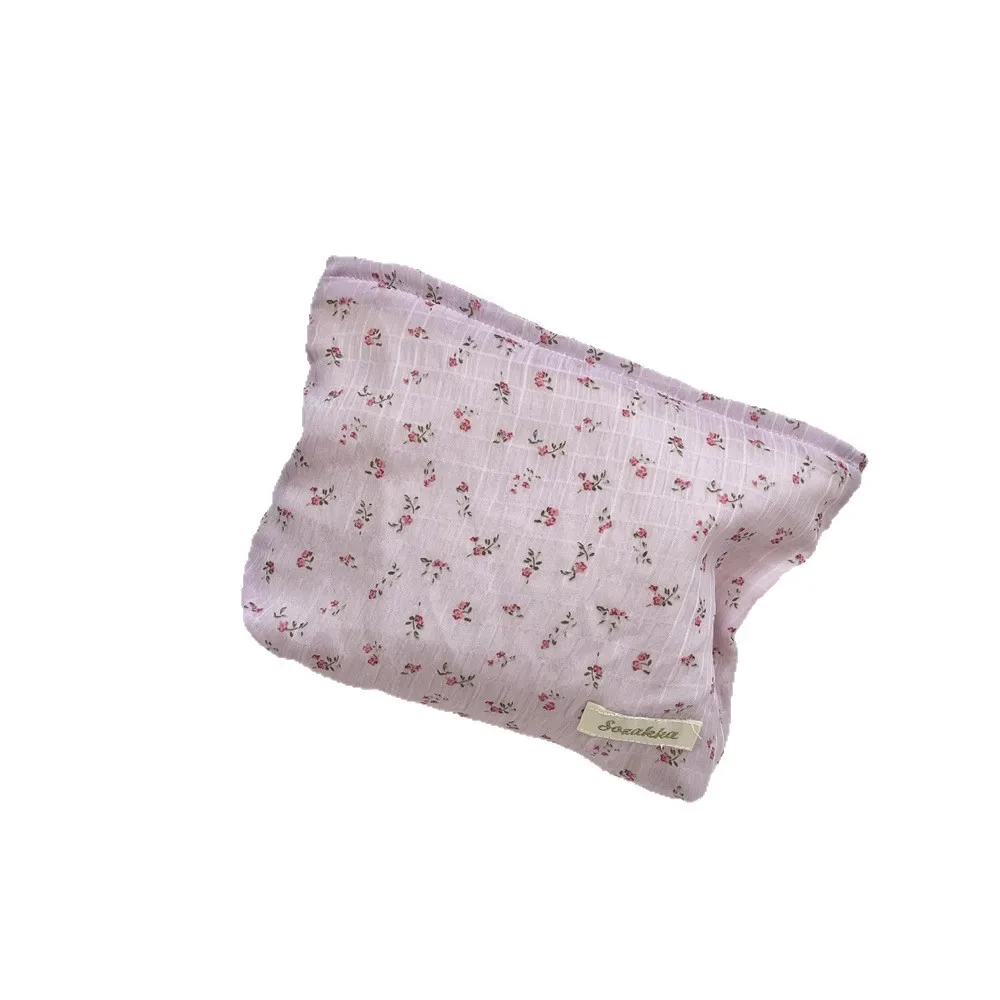 trousse de maquillage florale, sac de toilette léger et transparent à motif de cerises, sac de voyage portable pour soins de la peau, idéal pour les femmes et les jeunes filles.