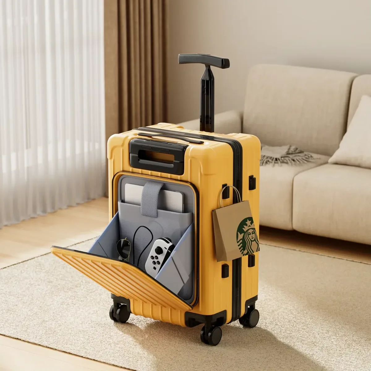 valise à roulettes pour enfants bunnyfly avec ouverture frontale, compartiment pour ordinateur portable, bagage à main pour les voyages, facile à manipuler