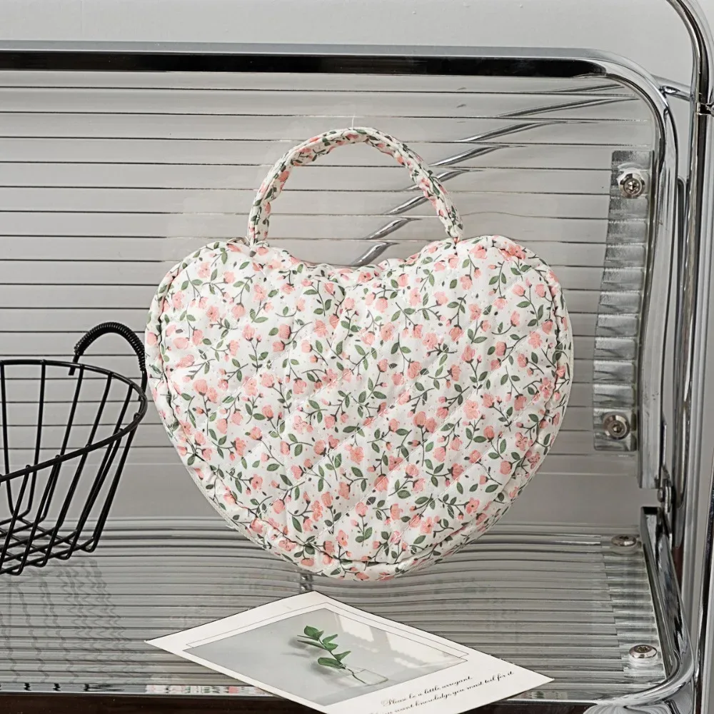 trousse de maquillage de grande capacité, sac à cosmétiques en coton matelassé à fleurs, sac à main de rangement portable, trousse de toilette de voyage, organisateur de sac de toilette