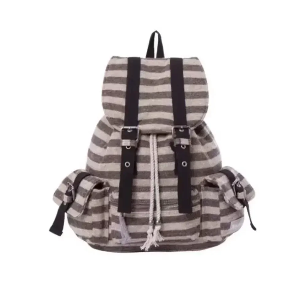 sacs à dos de style coréen unisexe, sacs à livres à rayures plates, sacs fourre-tout souples de grande capacité, conception de ficelle de proximité, haute qualité