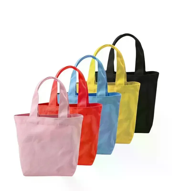 sac fourre-tout coréen en toile, simple, couleur unie, sacs de shopping, petits sacs pour le shopping quotidien, voyage, sac à main pliable, pochette de transport