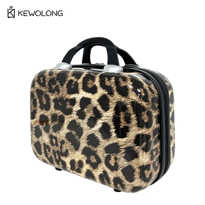 ensemble de bagages 2 pièces à imprimé léopard, valise rigide à roulettes avec serrure et rotation à 360° ° valise de voyage légère à roulettes