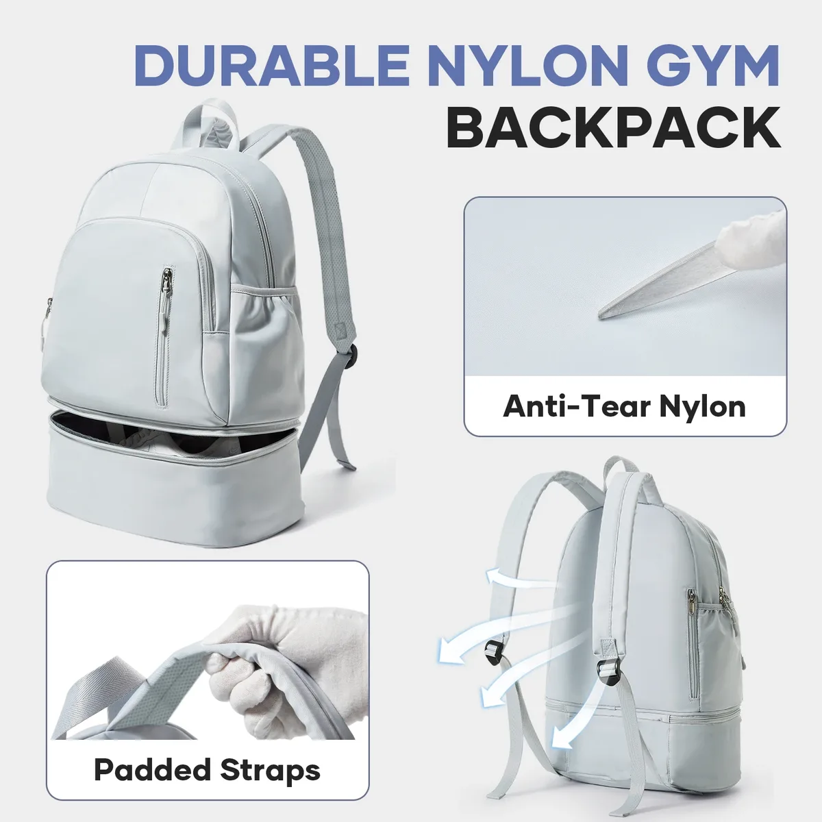 sac à dos de sport pour femmes et hommes, sac à dos de sport avec compartiment à chaussures, sac à dos de voyage pliable, sac de sport étanche pour la natation, le yoga