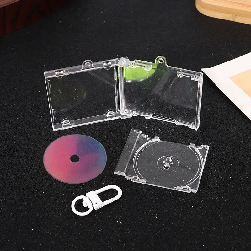 porte-clés album souvenir vierge, mini étui cd, breloque en forme de lecteur cd, breloques diy pour sac à dos