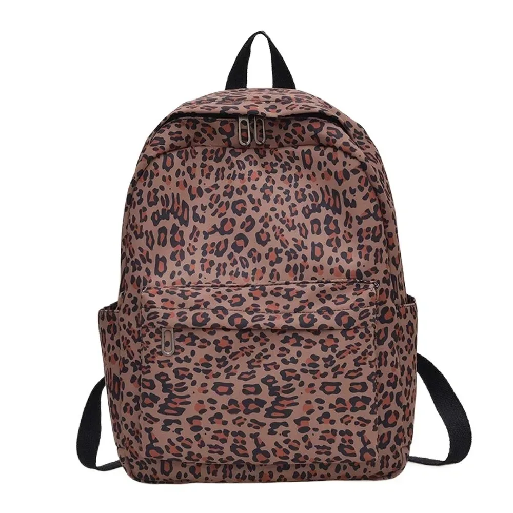 sac pour ordinateur portable en nylon à imprimé léopard, sac à dos rétro, sac d'école pour étudiants, sangle fixe en polyester, sac à dos de grande capacité pour hommes