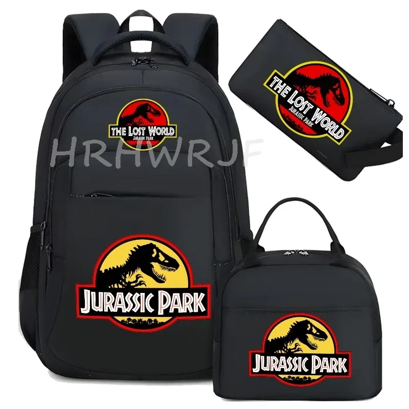 sac à dos jurassic world park, sac à dos de voyage camouflage dinosaure avec sacs à lunch, sacs d'école pour ordinateur portable pour femmes et hommes, 3 pièces
