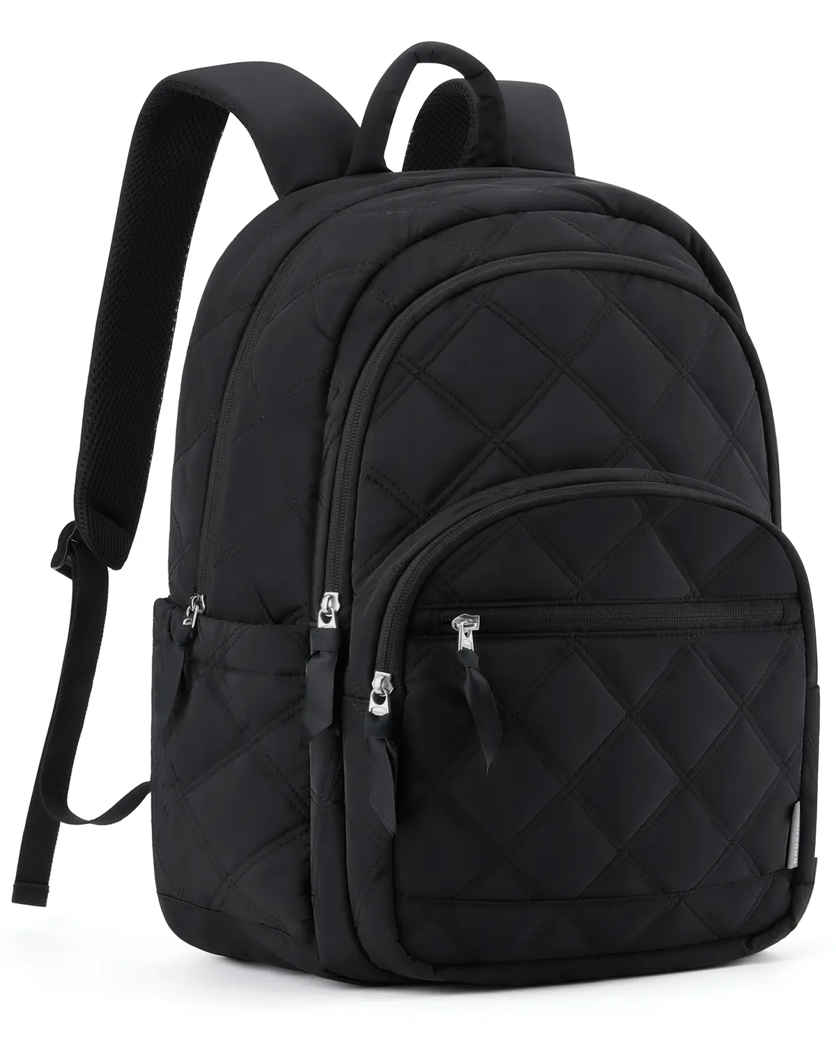 sac dos nylon rose noir géométrique poches latérales fermeture éclair usage voyage femmes courbe physiologique