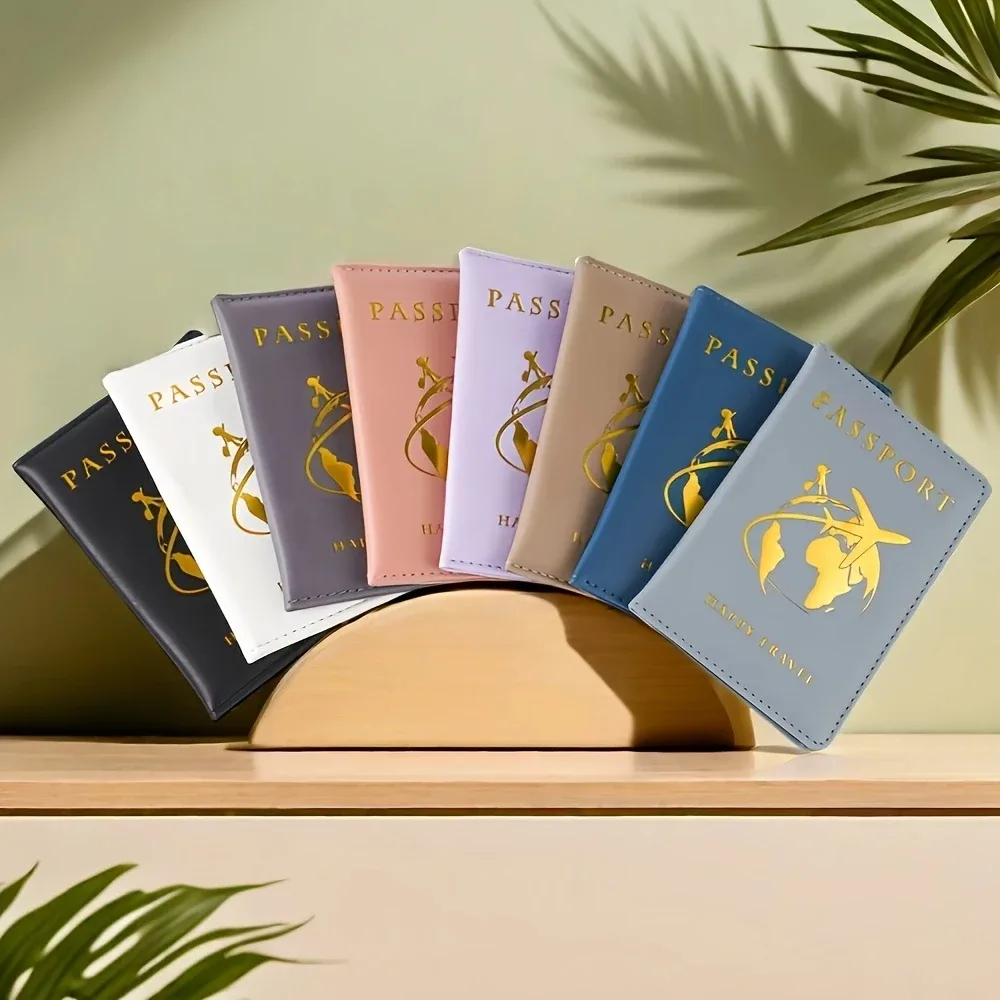 1 porte-passeport haut de gamme – portefeuille de voyage compact et pliable avec motif carte du monde pour carte de vaccination et carte d'identité