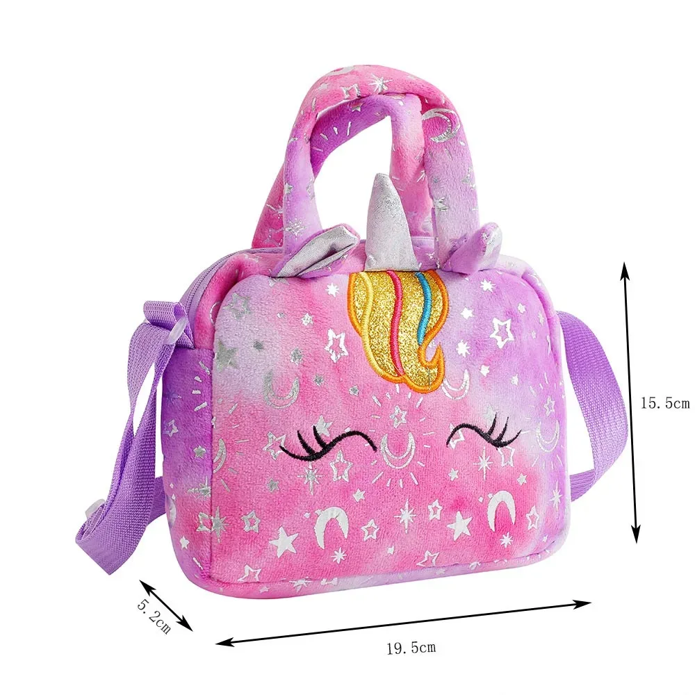sac à bandoulière licorne en peluche pour bébé, sac de rangement à bandoulière mignon, sac à bandoulière coloré pour girly
