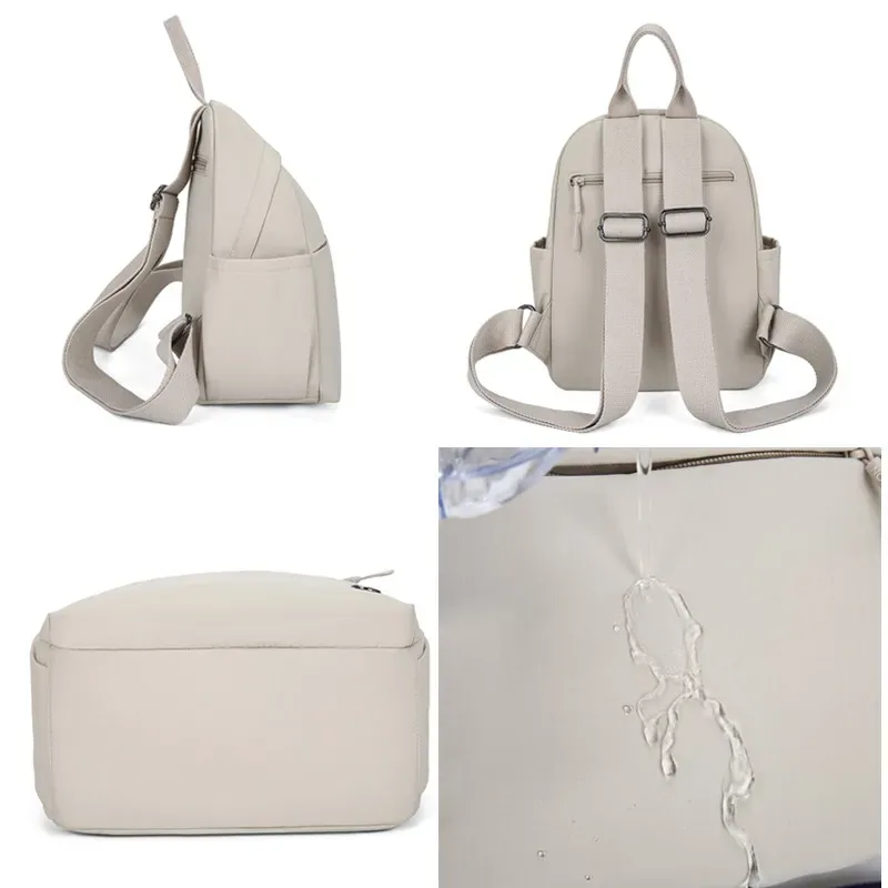 sac à dos tendance en nylon imperméable pour femmes, couleur unie, simple, loisirs, voyage, sacs à bandoulière pour adolescents