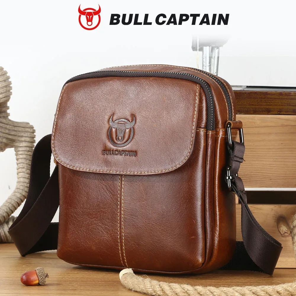 BULLCAPTAIN – sac messager en cuir pour hommes, sacs à bandoulière d'affaires adaptés pour Ipad de 7.9 pouces, Mini sacs à bandoulière de haute qualité