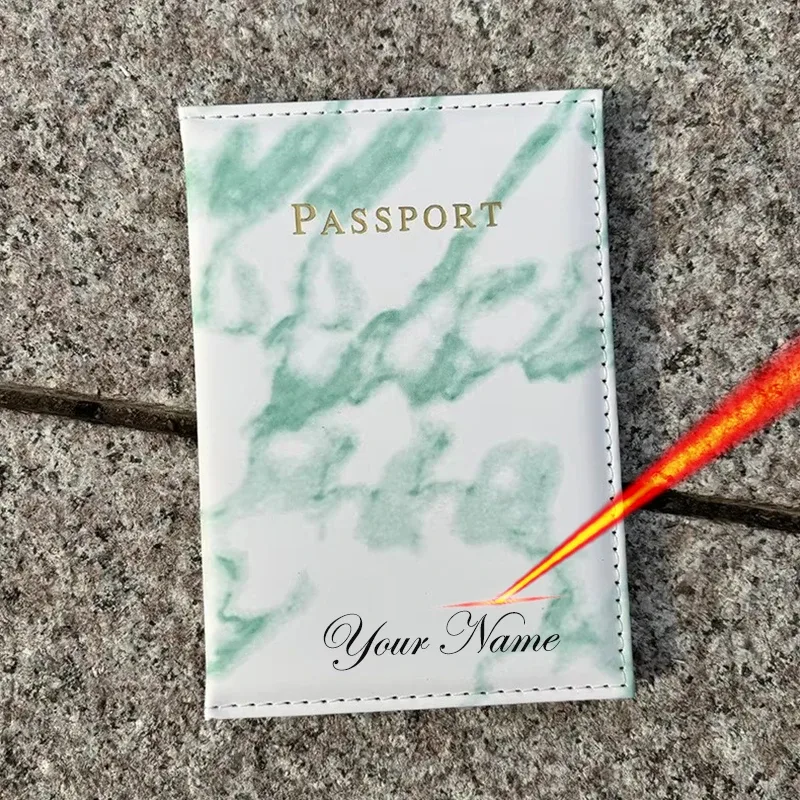 noms de gravure laser sur porte-passeport, couverture patten en marbre pour passeports, portefeuille de voyage, étui pour passeport avec noms personnels