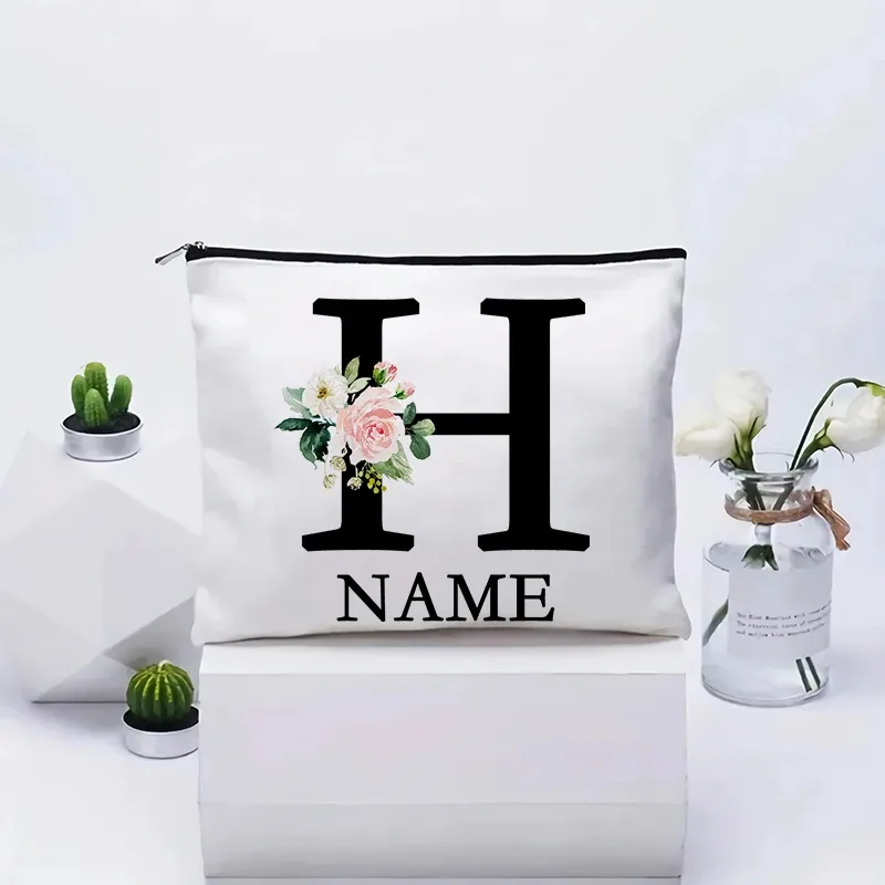 trousse de maquillage personnalisée avec nom, trousse de maquillage de voyage, trousse de maquillage de mariage, pochette cosmétique en toile pour fête, organisateur, cadeaux pour femme