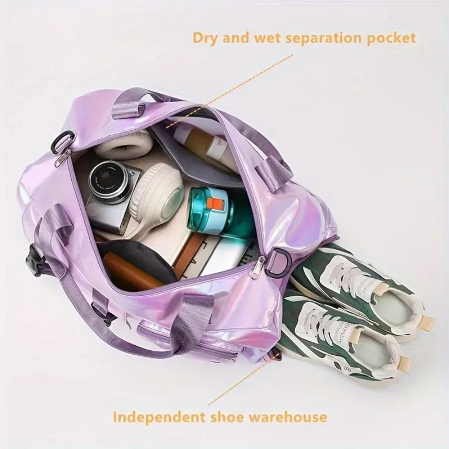 sac polochon de voyage en nylon pour femmes de grande capacité, fourre-tout de gymnastique pour les chevaux avec compartiment à chaussures, sac à main polyvalent pour sports et fitness