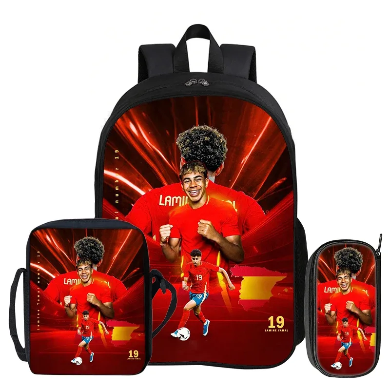 ensemble de 3 sacs à dos pour enfants, sac à dos de sport de football, sac à dos de star du football l-lamin yamal, sac à bandoulière pour étudiants, sacs à crayons